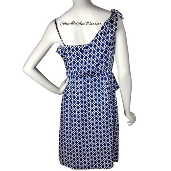 Banana Republic NWT tie shoulder blue geo print dress *shop@iamwarrior - Picture 4 of 10